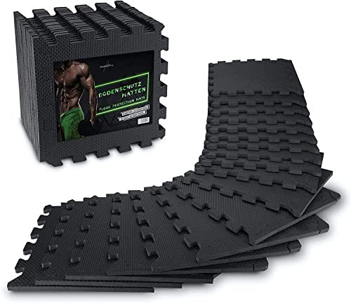 AthleticPro Tapis de protection de sol Fitness - tapis de sol extra épais - tapis de protection antidérapants pour salle de fitness et appareils de fitness (31x31cm)