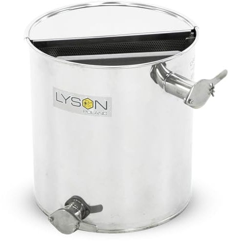 LYSON Abfüllbehälter Siebkübel 50l für Honig Absetzbehälter mit Zwei Senkrechtem Sieben Rostfrei Edelstahl zum Honigaufbewaren mit Deckel Abfülleimer mit rostfreiem Quetschhahn
