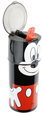 p:os Disney Mickey Mouse 33669 - Borraccia per bambini, con cannuccia integrata, ca. 350 ml, a prova di perdite, ideale per scuola, sport e tempo libero