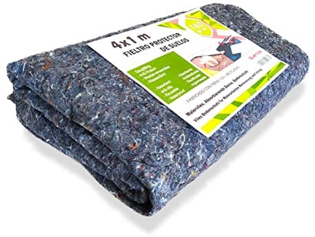 Quercos Malervlies - Absorbierende Decke 4 x 1 m 180g/m²- Filz, Bodenschutz saugfähig- Abdeckvlies rutschfest - Vlies Bodenschutz für Malerarbeiten Renovierung und Umzug