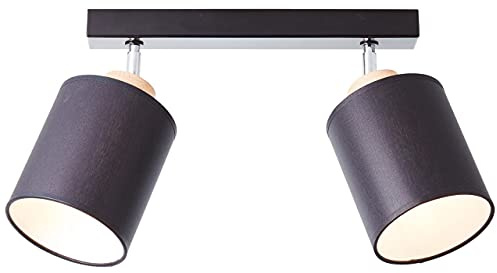 Brilliant Lampe, Vonnie Spotbalken 2flg schwarz/holzfarbend, Metall/Holz/Textil, 2x A60, E27, 25W,Normallampen (nicht enthalten)