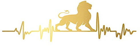 Aufkleber Herzschlag Tiere Breite 27cm Lifeline Heartbeat Deko Sticker Selbstklebend für Auto Kühlschrank Laptop Autoaufkleber K150 (Gold, 19 Löwe)