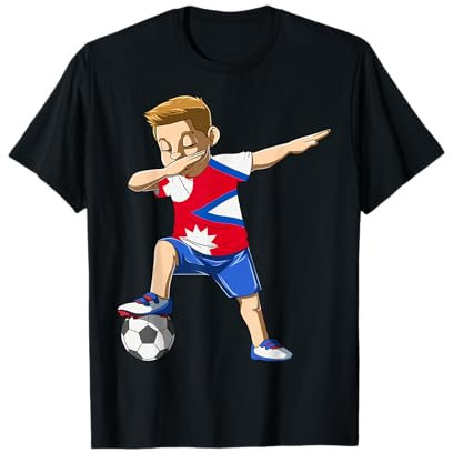 Dabbing Soccer Boy Nepal Trikot Nepalese T-Shirt