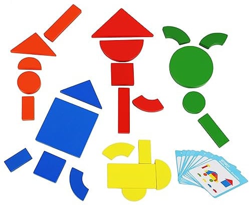 TOWO Holz Staffelei Kreidetafel Magnettafel für Kinder- mit Magneten Formen Buchstaben Zahlen Stift und Papierrolle - Aufbewahrungssäckchen inklusive - Klappbar und einfach zu verstauen (Shapes)