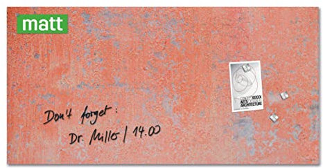 SIGEL GL289 Premium Glas-Magnettafel 91x46 cm, rot, Design Red Wall, matt - nicht spiegelnd, SGS geprüft, einfache Montage, incl. 3 starke Magnete, Artverum