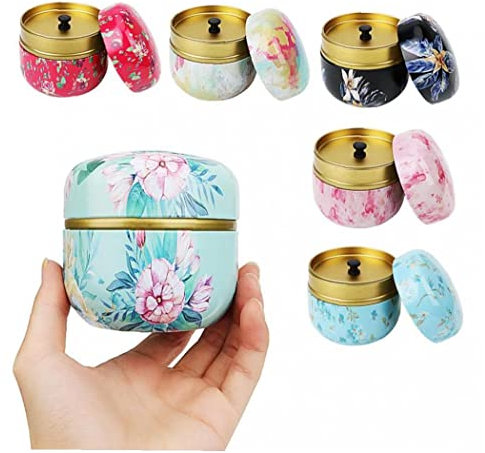 Pinicecore Metal Tea Box Coffee Powder Organizer Cans Tea Jar Storage Holder Mini Round Matcha Container Chinese Style Tea Caddies