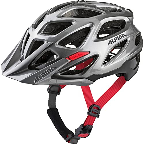 Alpina Sports Thunder 3.0 Fahrradhelm Polykarbonat Darksilver Black-Red Gloss, Größe: 59cm - 64cm, A9778 5 39, 59-64