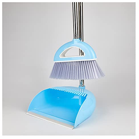 sararui Scopa e Paletta Practice Broom Suit Europeo Pieghevole Combinazione Pieghevole Morbido Multifunzione Dollless Dustpan Dustpan Set Set Scopa e Paletta (Color : Blue)
