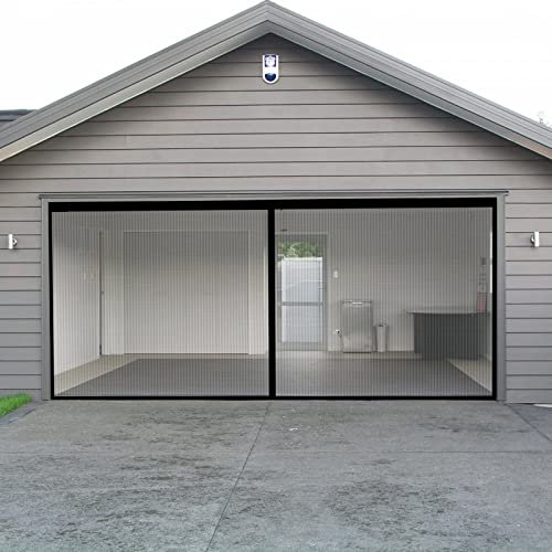 ZYLLZY Pantalla magnética para puerta de garaje para 2 puertas de garaje de 2 x 4 m, pantalla de puerta de garaje autosellante con cortina de malla resistente, pantalla de puerta de malla retráctil