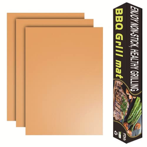 Dauerbackfolie/Backpapier Wiederverwendbar 3er Set für Backofen und Grill - Mehrweg Backpapier Antihaft, Geruchlos, Ohne Silikon, Easy Clean (15.7''x 13'')/(Gold)