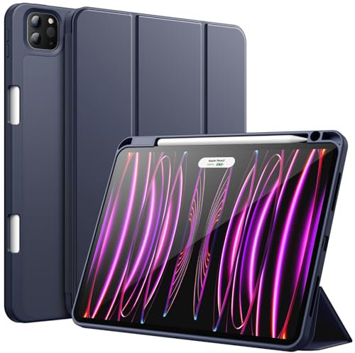 JETech Funda para iPad Pro 11 Pulgadas (2022/2021/2020 Modelo) con Portalápiz, Apoyar 2.ª Gen Pencil Carga, Slim Tableta Cover con Suave TPU Trasera, Auto-Sueño/Estela (Marino Profundo)