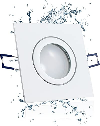 LEDFULL® Premium LED Bad Deckenstrahler Weiß IP44 230V GU10 Spot Tageslicht 5W - Hell & Sparsam/Einbaustrahler eckig Aussenbereich geeignet