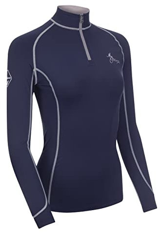 LeMieux Women’s Base Layer Top - Long Sleeve Athletic Thermal Shirts - Equestrian Apparel & Gear for Horseback Riding - (Navy/UK12)