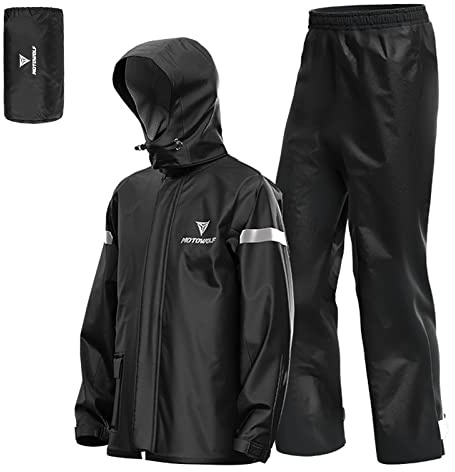 Lixada Hombres Traje de Lluvia Impermeable Reflectante con Chaqueta y Pantalones para Moto, Ciclismo, Senderismo y más