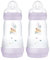 MAM Easy Start Lot de 2 Biberons Auto-stérilisants Anti-coliques Avec Tétine Débit Moyen Taille 2 Rose (2 x 260 ml)