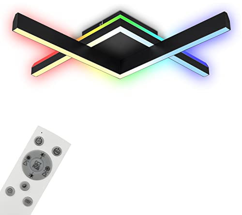 BRILONER Leuchten - Deckenlampe RGB, Backlight Deckenleuchte LED, Dimmbar, Farbtemperatur einstellbar, LED Frame RGB, Fernbedienung, Schwarz