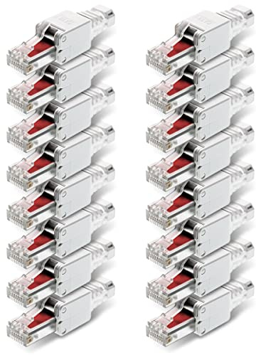 NEXMEX 16x RJ45 CAT 6 Netzwerkstecker werkzeuglos 250 MHz UTP Crimpstecker Stecker ohne Werkzeug für CAT6 CAT6A CAT5e Netzwerkkabel Patchkabel Verlegekabel AWG 22-26 Kabel Ø bis 7,5 mm Ethernet LAN