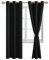 JIUZHEN Rideaux Occultants Rideau Thermique Isolant Anti Chaleur Lot de 2 Rideaux à Oeillets Isolation Lumiere Anti UV pour Chambre Maison Salon 117x228cm(LxH Noir