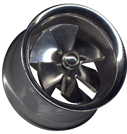 Flesh-Tunnel 4mm – 25mm CHIRURGENSTAHL 316L EDEL-STAHL Tunnel-Piercing Ohr-Stecker Double-Flared Schraub-Gewinde Strass-Stein Zirkonia-Kristall (12mm, Silber Motiv Propeller)