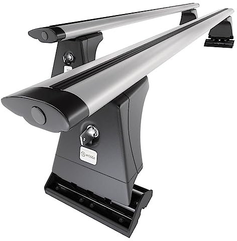 Mossa - Alu-Dachträger kompatibel mit BMW 3er E46 Limousine (2002-2004) - silbern Dachträger Dachgepäckträger - Montagepunkte 2