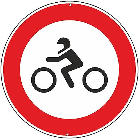 Pubblimania Accesso Vietato Motocicli segnaletica stradale cartello segnale in alluminio metallo rotondo spesso 3 mm per esterno Ø 30 (Accesso Vietato Motocicli)