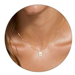 FUNEIA Gold Silber Kette mit Buchstaben Damen Halskette Initialen 14 Karat Vergoldet Hypoallergene Namenskette Anhänger A-Z Buchstabenkette Schmuck Geschenke für Frauen Mädchen