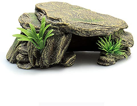Aquarium Pflanzen Deko Aquarium Harz Amphibians Schildkröte Basking Island Turtle Climb Plattform Tank Wasser Stein Stein Reptile Cabel LIDDER Dekoration