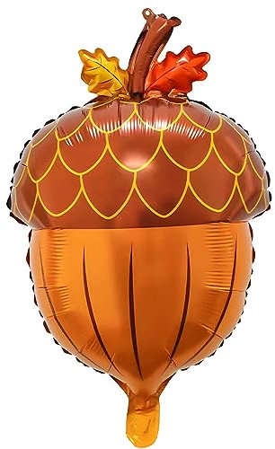 Folienballon Herbst Eichel Design, ca. 64 * 42 cm - Perfekt für Herbstfeste, Dekoration, Herbsthochzeiten, Herbstgeburtstage, Herbstthemen-Partys, Herbstschaufensterdekorationen und Erntedankfest