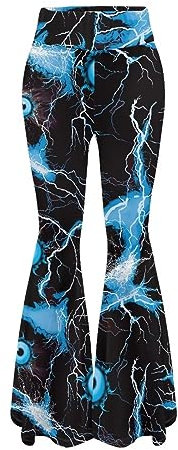 Modysero Regular Comfy and Soft Folder Over Women Flared Yoga Pants High Waist Yoga Pants for Ladies Office Work Hang Out, Cool Blue Lighting Eyes, M