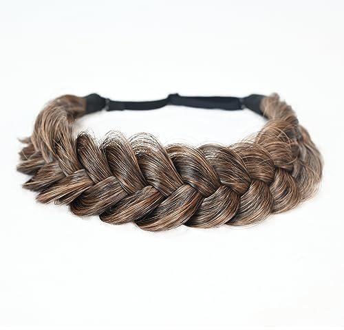 TOECWEGR Extensions Haarband Haarreifen Zopf Geflochten Classic Chunky Wide Plaited Wedding Fluffy Braids Wig Women Girl Beauty Accessory (B-Typ 3)