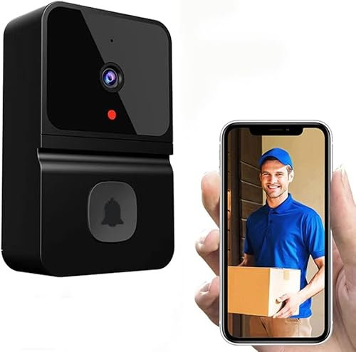 Ameurey Video Doorbell Wireless, Home WiFi Video Doorbell Camera, 1080P HD Smart Ring Doorbell Wireless Camera Battery Operated Supports 2.4G WiFi,APP Remote Dialogue-Black (Black)