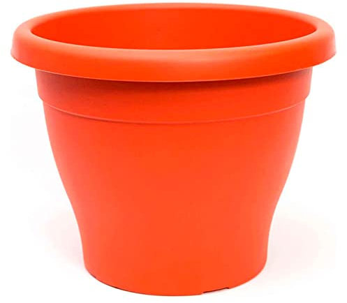Acan Tradineur Pots ronds en plastique pour plantes et fleurs méditerranéennes avec trous inférieurs Récipient extérieur et intérieur de la maison Marron 40 cm