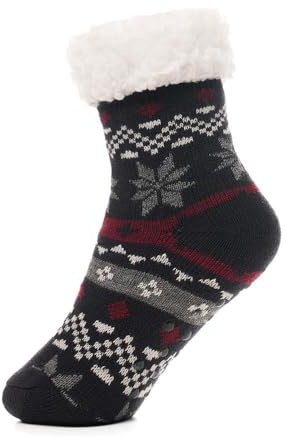 A2Z 4 Kids Premium Boys Fluffy Sherpa Fleece Lined Christmas - Socks AZ038 Black 7-10