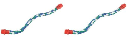TRIXIE 5160 Seilstange 37 cm/Durchmesser 16 mm (2er Pack) - Vogelperche für Vögel aus reiner Baumwolle in Grün und Bunt