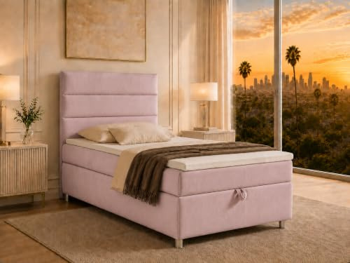 Best For Home Boxspringbett Trinity k-4 mit 7-Zonen Bonell-Federkernmatratze | Boxspringbett 100x200 | Boxsprintbett mit Matratze Und Stauraum | Polsterbett 100x200 - Lieferung bis Bordsteinkante