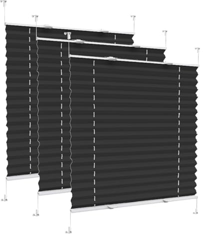 Persiana, Persianas, 90 x 160 cm protección Solar y Protección Privacidad, Estor Enrollable Cocina, Incluye Clips de Sujeción Klemmfix, para Ventanas, Puertas, Negro