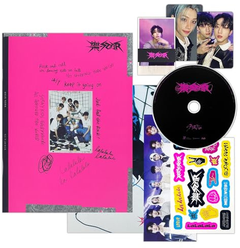 Stray Kids - -Rock-STAR (Strandard - ROCK Ver.) Photobook + CD-R + Photocard + Panorama Mini Poster + Unit Photocard + Sticker + 2 Pin Badges + 5 Extra Photocards
