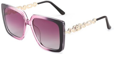 FEISEDY Occhiali da Sole Donna Polarizzati Grandi Occhiali Quadrati Vintage Moda Lusso con Protezione UV400 B0003