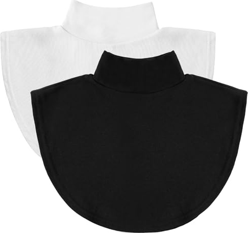 Hestya Faux Col Roulé Demi-Col Détachable Col Roulé Amovible pour Femme (Noir, Blanc, 2)
