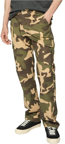 Urban Classics Herren Cargohose Straight Leg Camo Cargo Pants, Cargohose für Männer, Camoflage, Baumwolle, erhältlich, Größen 28-44