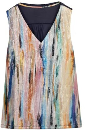 Anekke - Camiseta para Mujer - Camiseta sin Mangas - Cuello en Pico - Color Azul - Talla L/XL - Algodón - Diseño Original