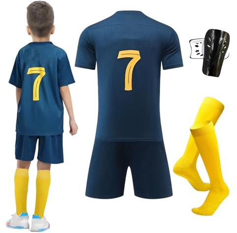 Trikot für Kinder,Outdoor Football Jersey Trikots,Trikot Sets Kinder,Fußballtrikot für Kinder,Trikot T-Shirt Shorts Socken und Schienbeinschoner Set