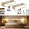 Wandleuchte Innen, 2 Stück Holz LED Wandleuchten mit Akku, 3 Farbmodi Stufenlos Dimmbar Touch Control, 360° Drehbare Kabellos Wandlampe mit Remote, Wand-Leselampe für Schlafzimmer am Nachttisch