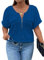 Gemulate Ladies Plus Size Tops Blouses for Women UK Plus Size Womens Top Short Sleeve V Neck Plus Size Tops Plus Size for Women UK Plus Size Baggy Tops - Blue, XXXX-Large