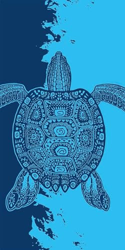 FEBE Strandtuch XXL Griechische Schildkröte 100x180 cm Badetuch Groß 100% Mikrofaser Handtuch Stranddecke Sommer-Handtücher