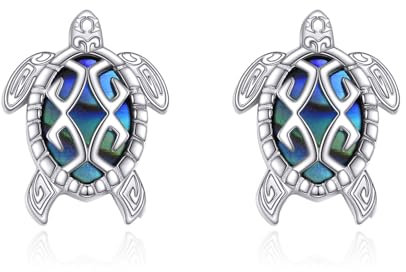 Schildkröte Ohrringe für Damen Sterling Silber Meeresschildkröte Ohrringe Abalone Shell Stud Ohrringe Ozean Schildkröte Schmuck Geschenke Geburtstag Geschenke für Mädchen Frau Freund
