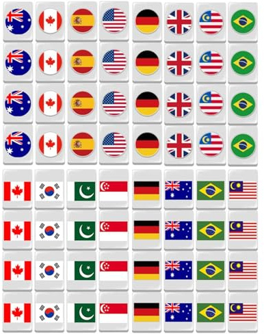 Mahjong Karten Set mit Flagge, Matching Spiel mit Flagge, Mahjong Set mit 64-teiligen Spielblöcken - Meeresflucht für Freunde Spielset