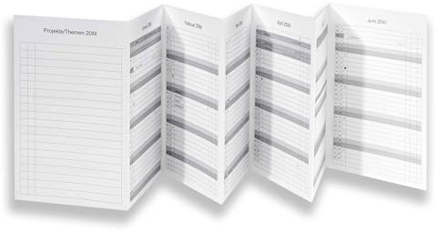 A5-Leporello/Faltplaner (kein Heft) | Jahreskalender Jahresplaner 2026 (H200 mm x B 125 mm) für das revolutionäre X17 und X47 Notizbuch mit auswechselbaren Heften