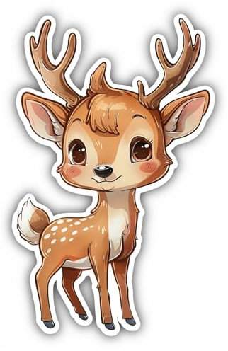 Samunshi® Süßes Kawaii Reh als Sticker Anime Tiere Autoaufkleber für Motorrad Fahrrad Roller oder Auto Sticker Fahrrad Mtb Mountainbike Rennrad Cartoon Retro Aufkleber 6x10cm