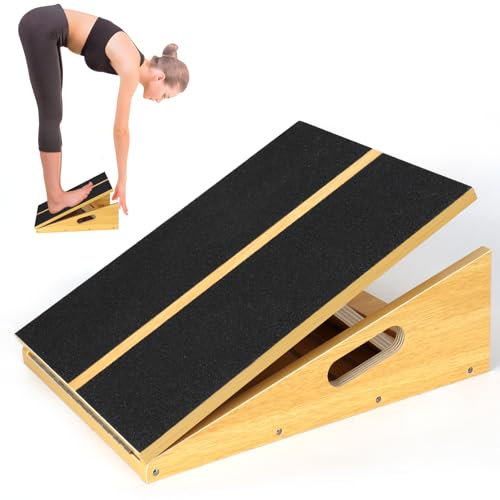 Schrägbrett aus Holz, verstellbares Neigungsbrett und Wadendehner, Stretch-Brett - extra seitliches Griff-Design für Tragbarkeit